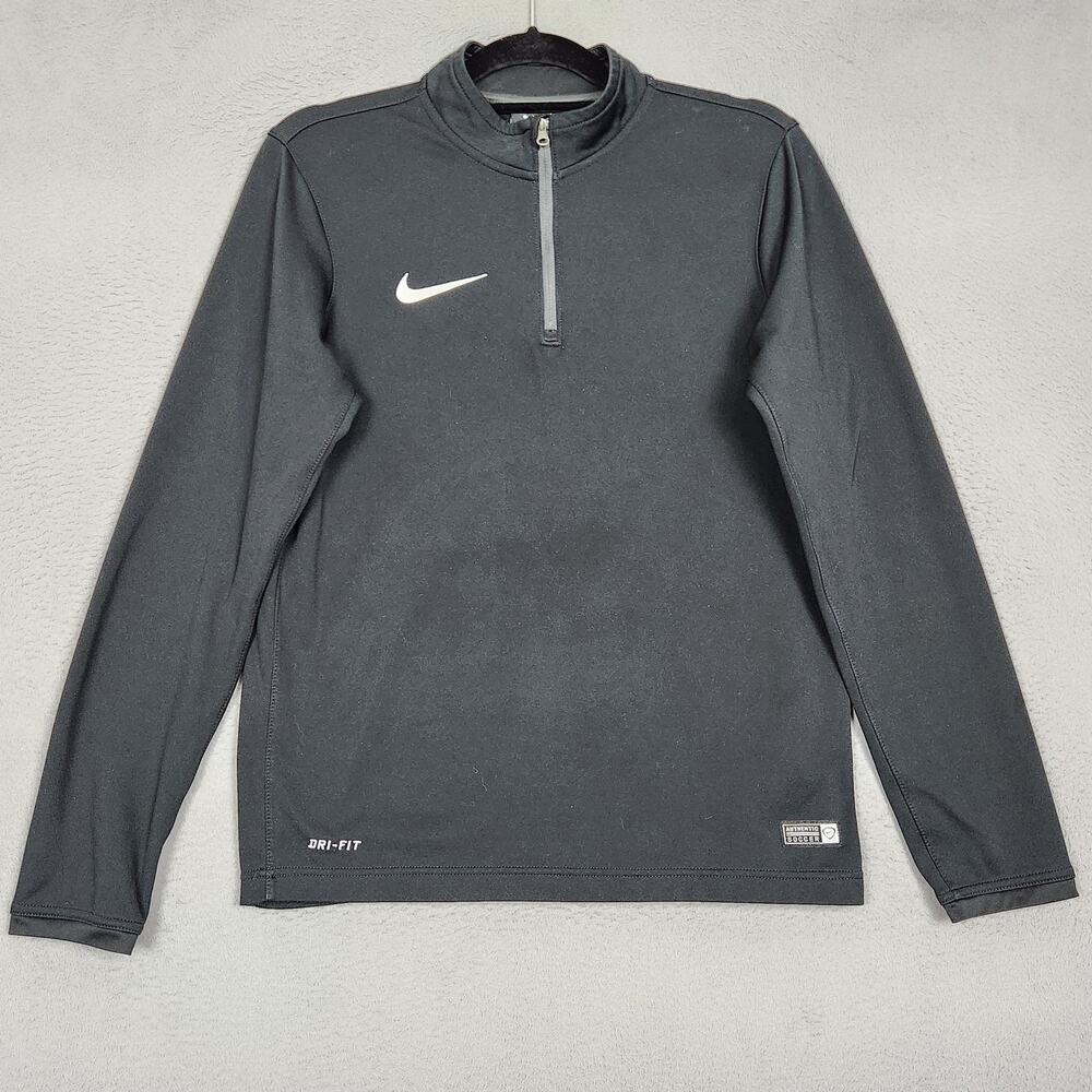 Nike Dri-FIT Authentic Soccer Pullover Mens Small Black 1/4 Zip Long Sleeve